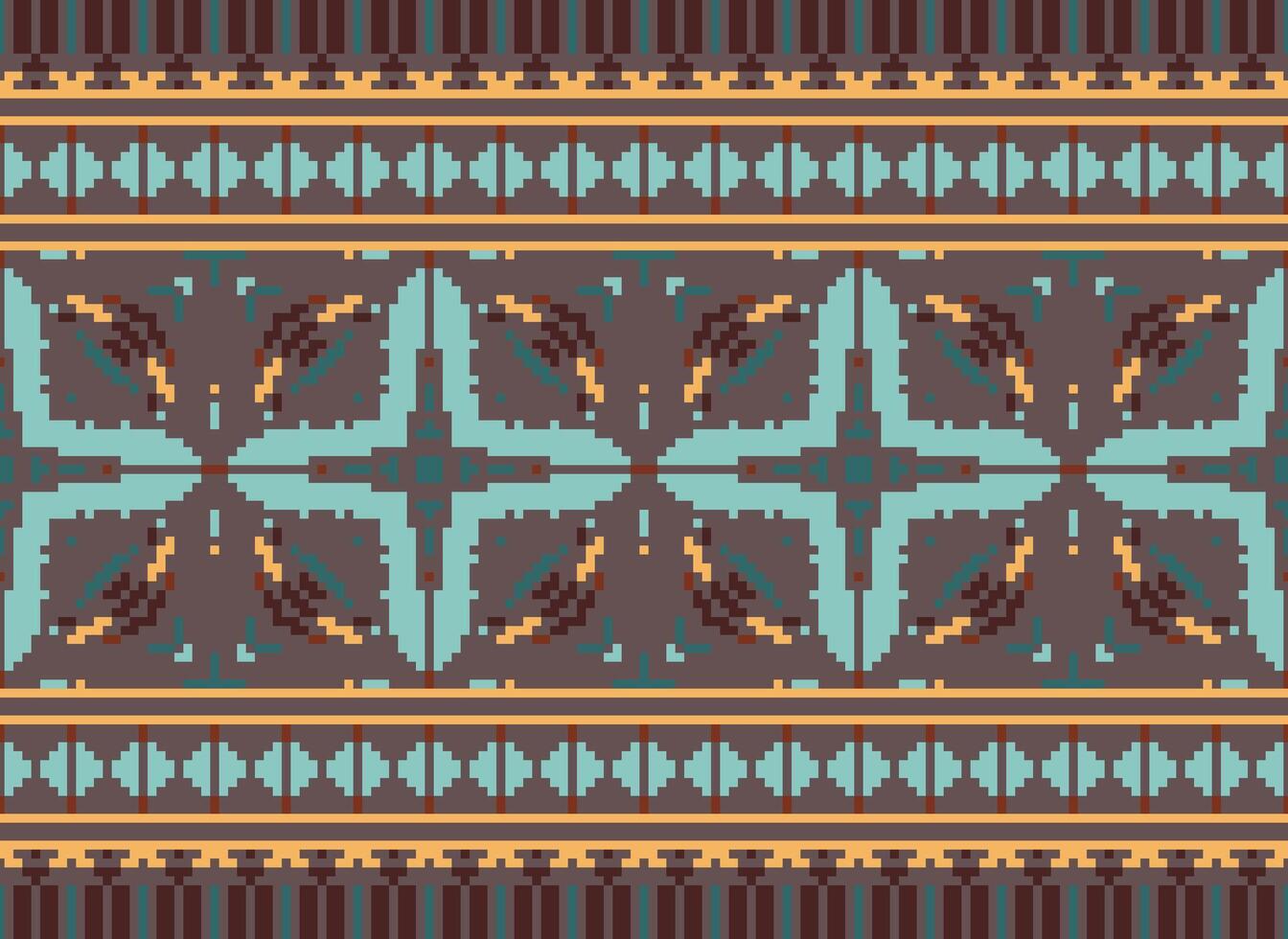 Pixel Ethnic pattern vector background. seamless pattern traditional, Design for background, wallpaper, Batik, fabric, carpet, clothing, wrapping, and textile.ethnic pattern Vector illustration.