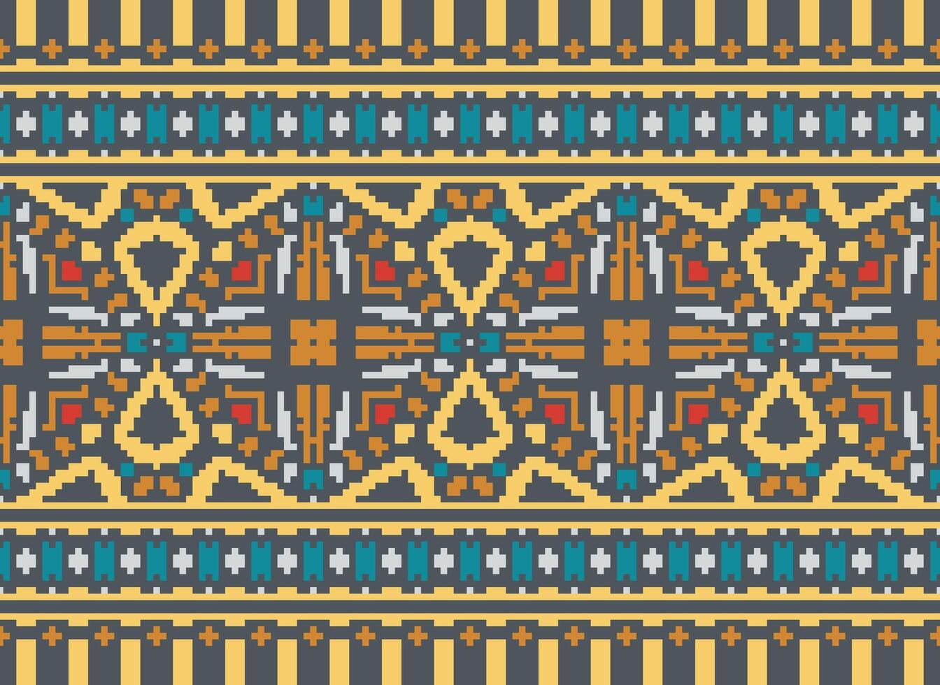 Nature vintages cross stitch traditional ethnic pattern paisley flower Ikat background abstract Aztec African Indonesian Indian seamless pattern for fabric print cloth dress carpet curtains and sarong vector