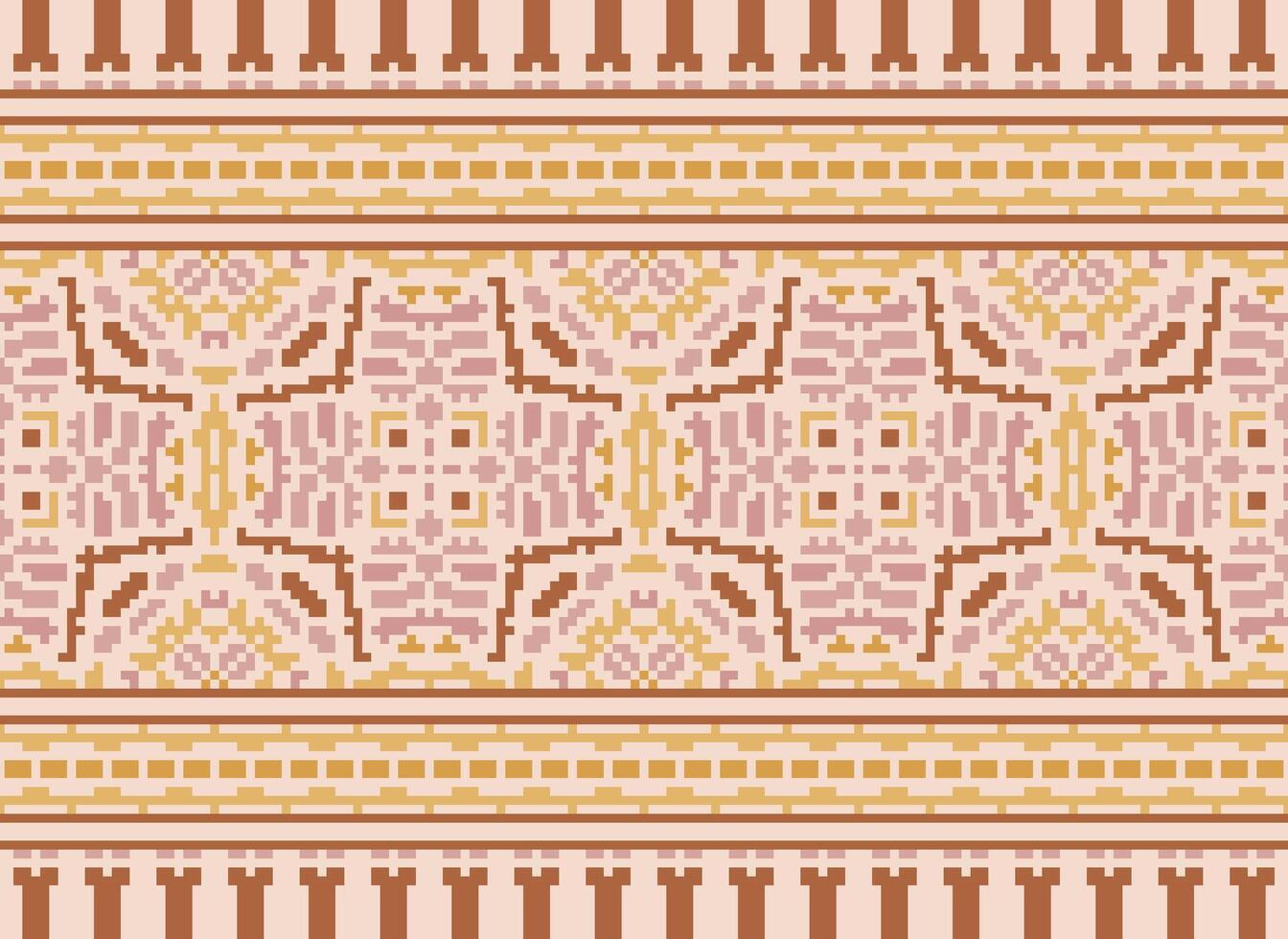 African Ikat Pixel floral paisley embroidery background. geometric ethnic oriental pattern traditional.Aztec style abstract vector illustration.design for texture,fabric,clothing,wrapping,carpet.