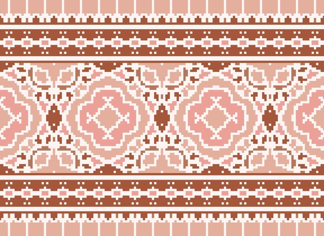 Nature vintages cross stitch traditional ethnic pattern paisley flower Ikat background abstract Aztec African Indonesian Indian seamless pattern for fabric print cloth dress carpet curtains and sarong vector