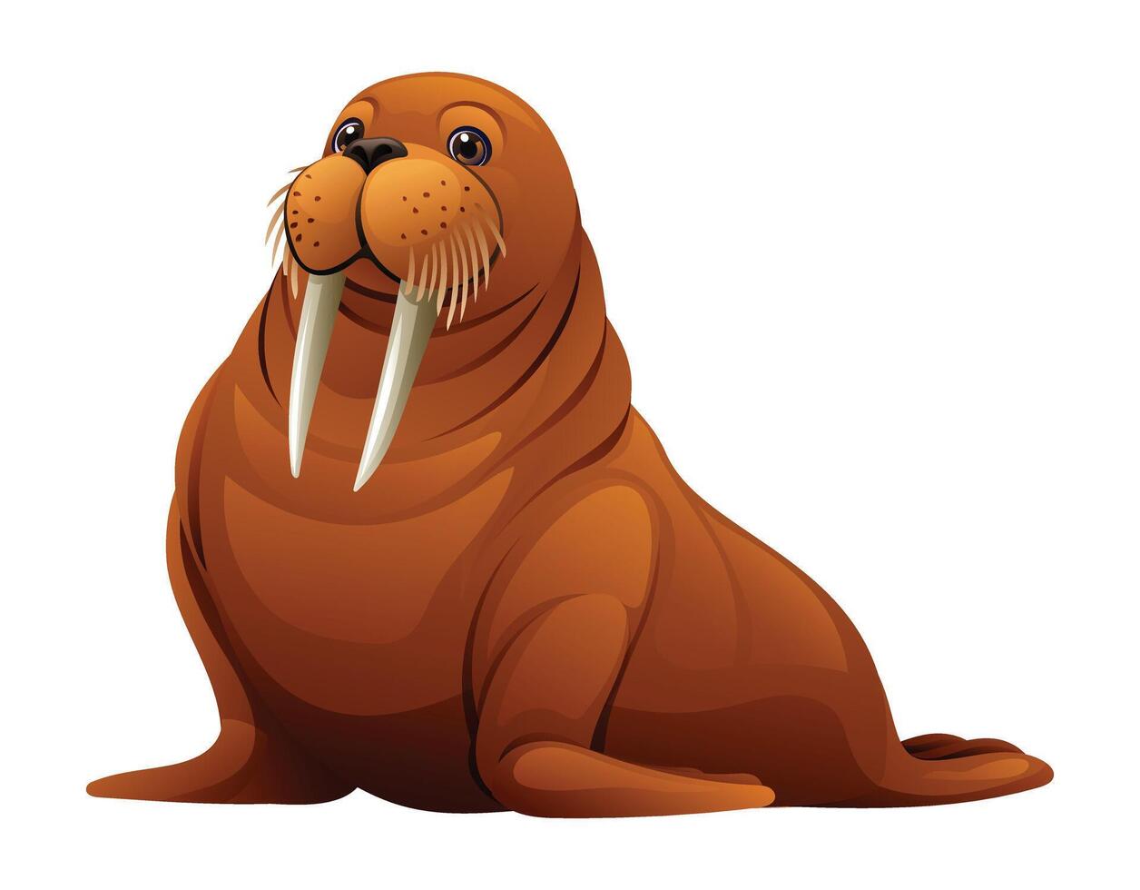 Cute walrus cartoon character. Vector illustration isolated on white background