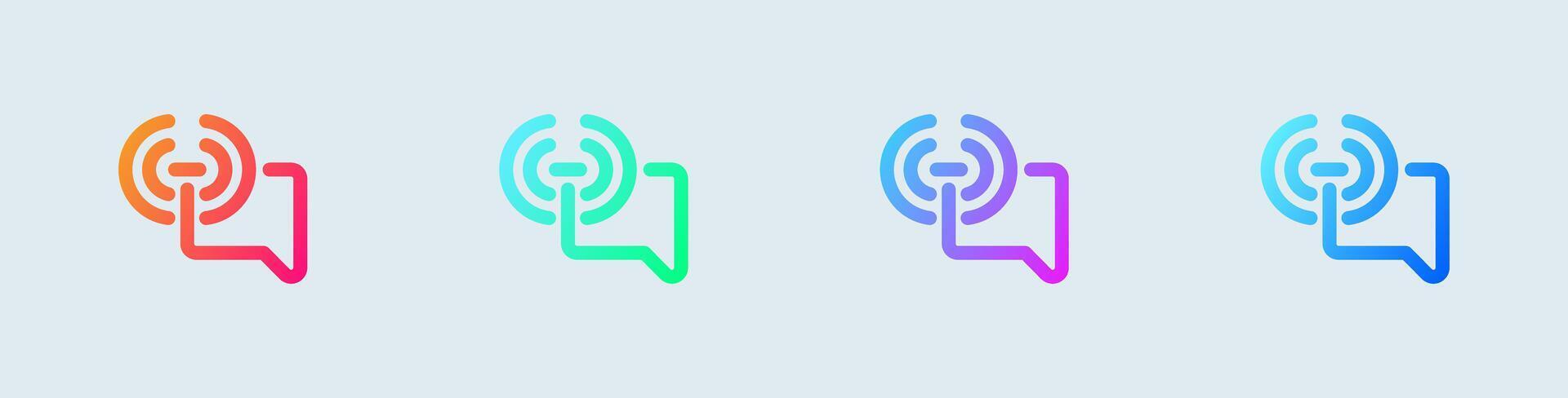 Broadcast channel line icon in gradient colors. Chat group signs vector illustration.