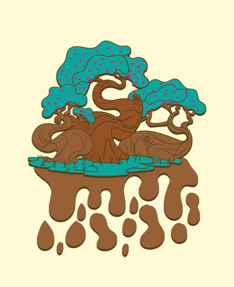 bonsai nature logo vector illustration