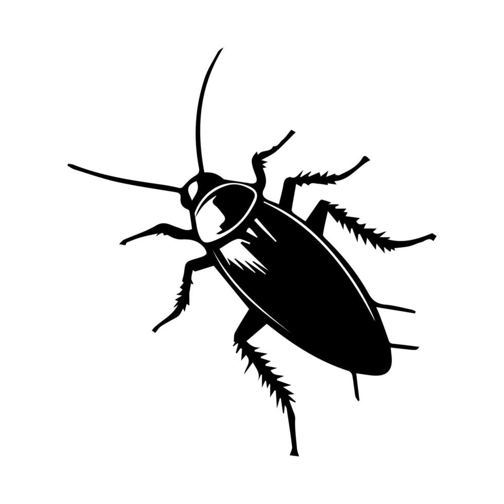 Cockroach bug vector icon. Roach silhouette insect black icon illustration pest
