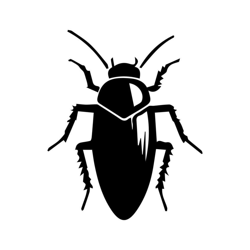 Cockroach bug vector icon. Roach silhouette insect black icon illustration pest