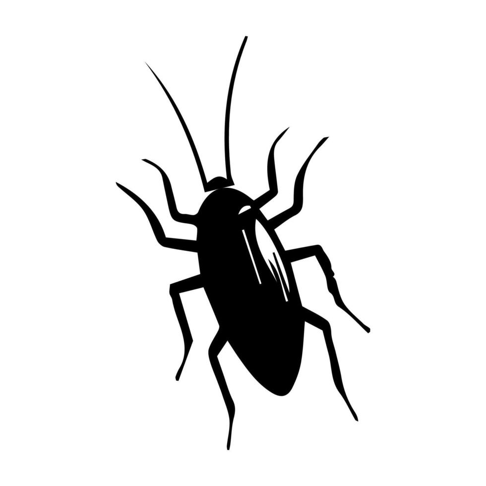Cockroach bug vector icon. Roach silhouette insect black icon illustration pest