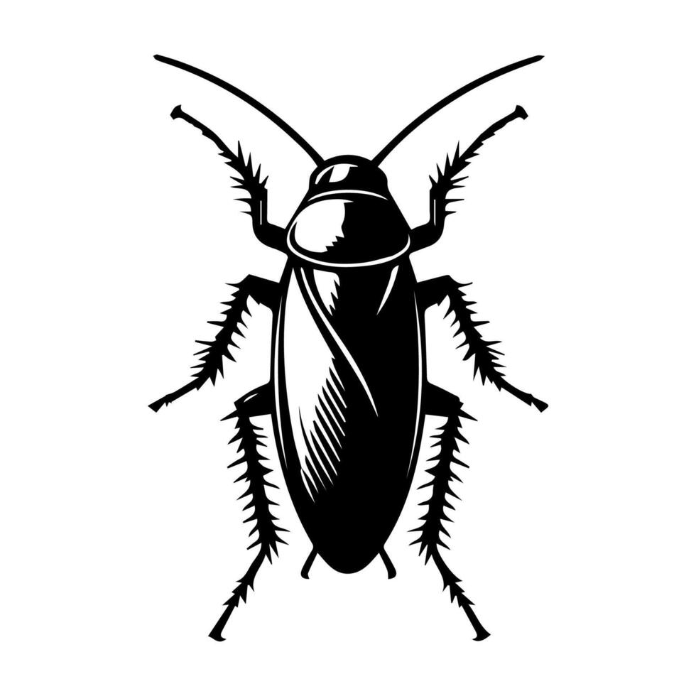 Cockroach bug vector icon. Roach silhouette insect black icon illustration pest