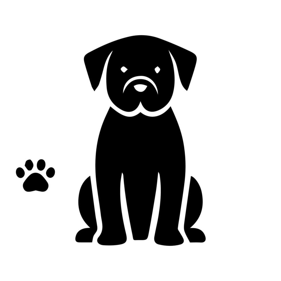 Vector silhouette of dog on white background.