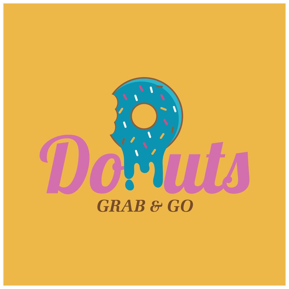 Vector donut logo template. Sweet tasty doughnut logotype backgrond Glaze dessert sign for cafe  restaurant  stall. Grab and go concept