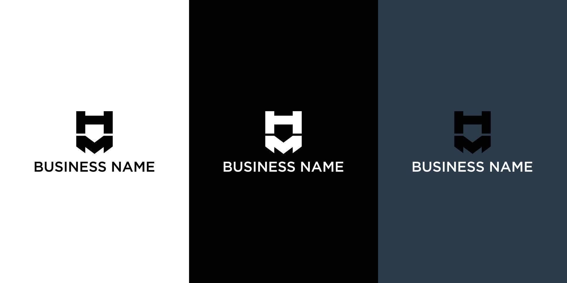Abstract initial letter HM or HM Logo design Vector illustration