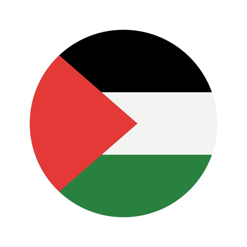 vector palestine flag in a circle isolated on white background