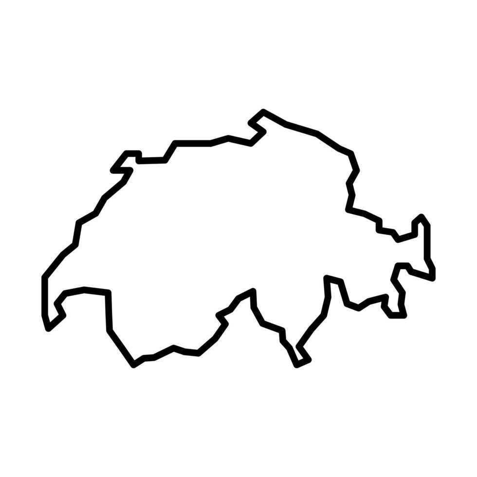black vector switzerland outline map isolated on white background