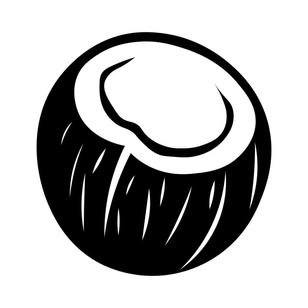 black vector coconut icon isolated on white background