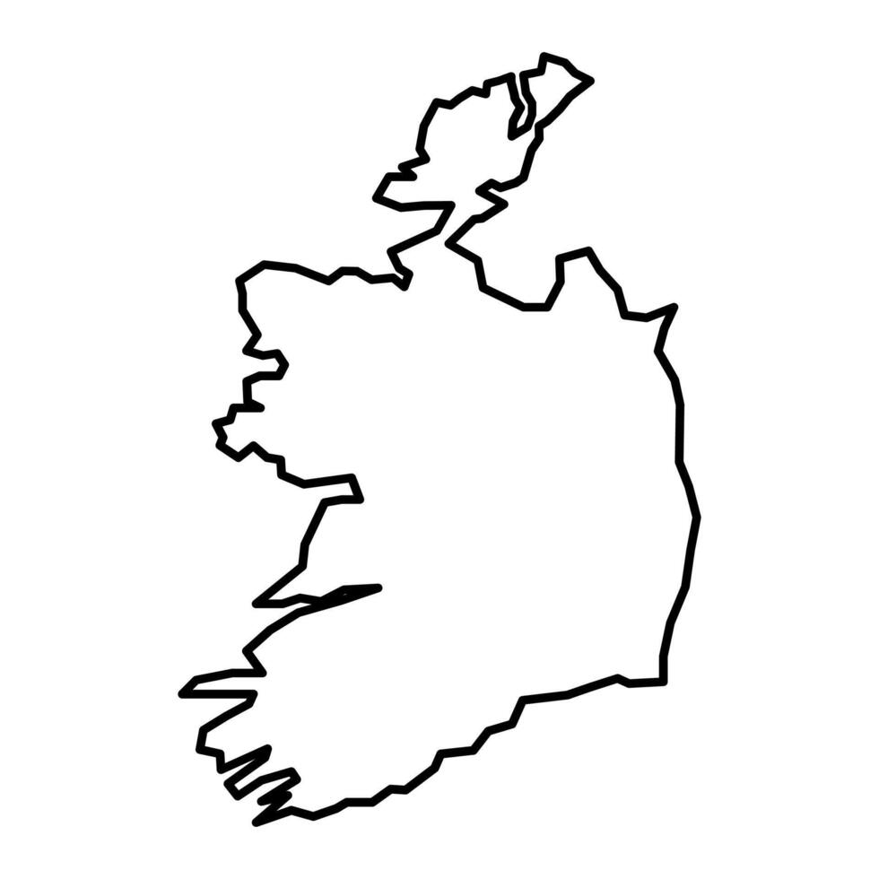 black vector ireland outline map isolated on white background