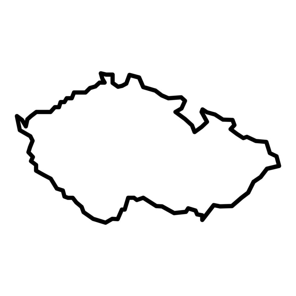 black vector czechia outline map isolated on white background