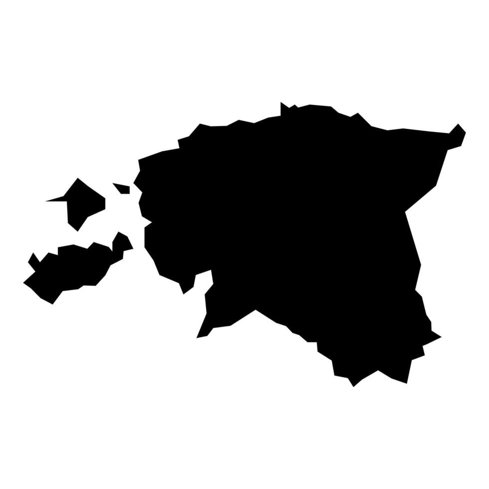 black vector estonia map isolated on white background