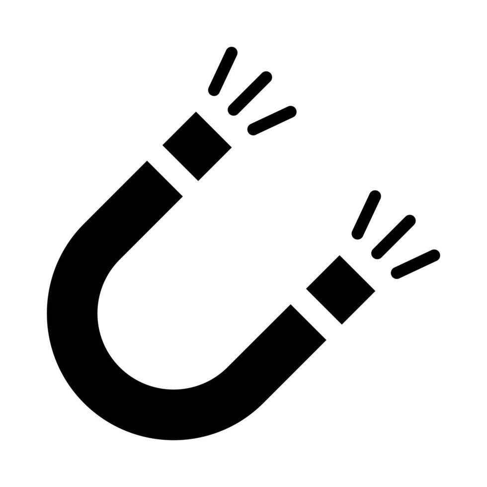 black vector magnet icon isolated on white background