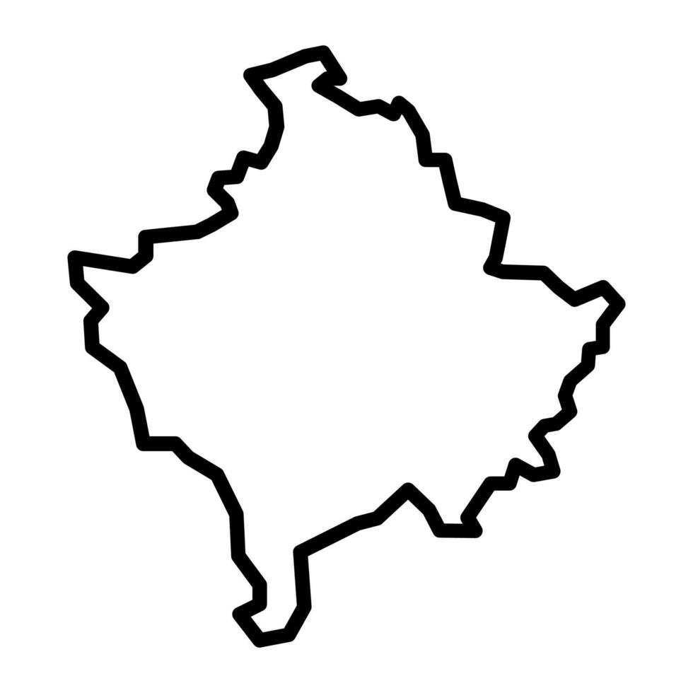 black vector kosovo outline map isolated on white background