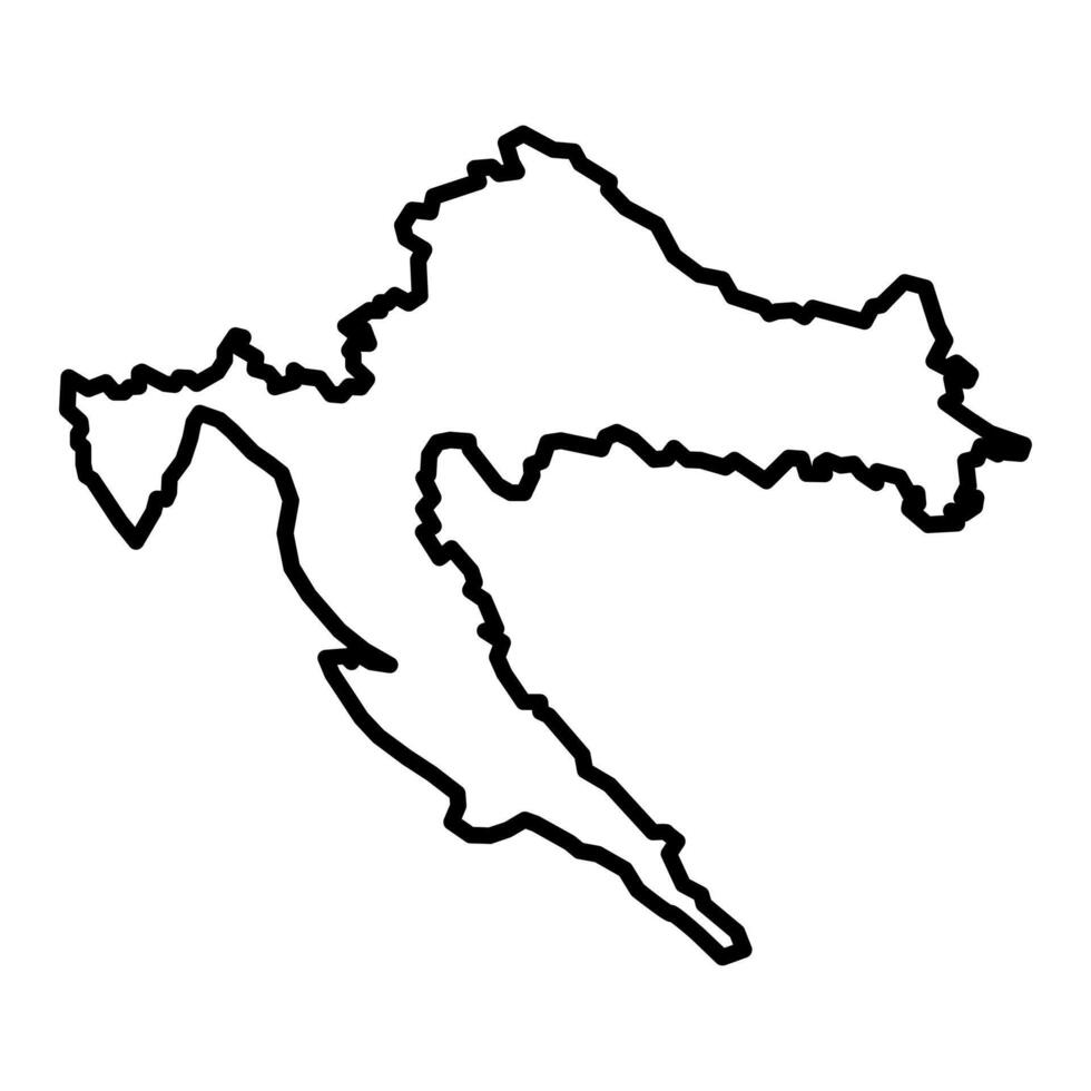 negro vector Croacia contorno mapa aislado en blanco antecedentes