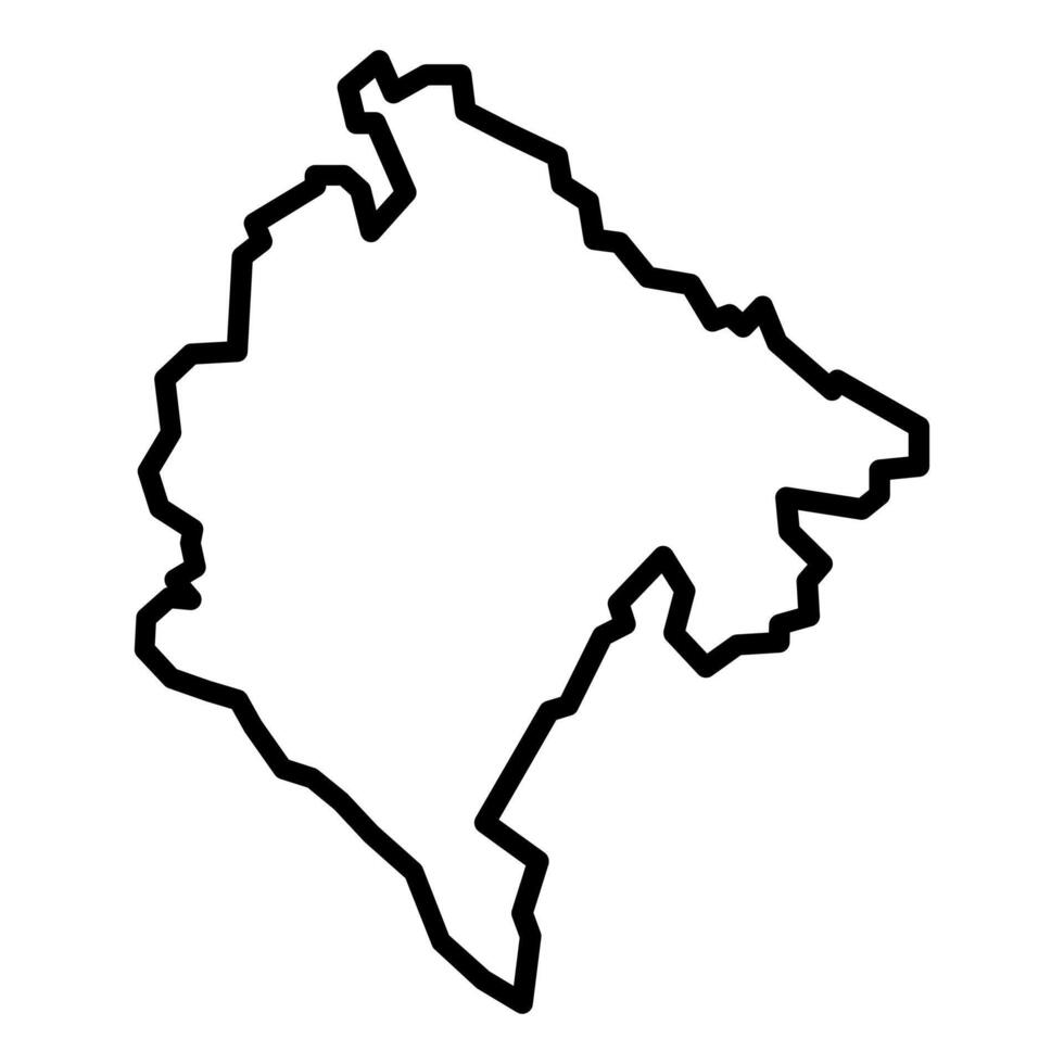 black vector montenegro outline map isolated on white background