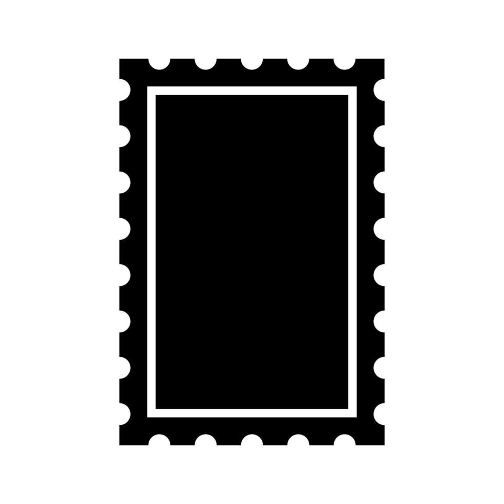 black vector post stamp icon isolated on white background