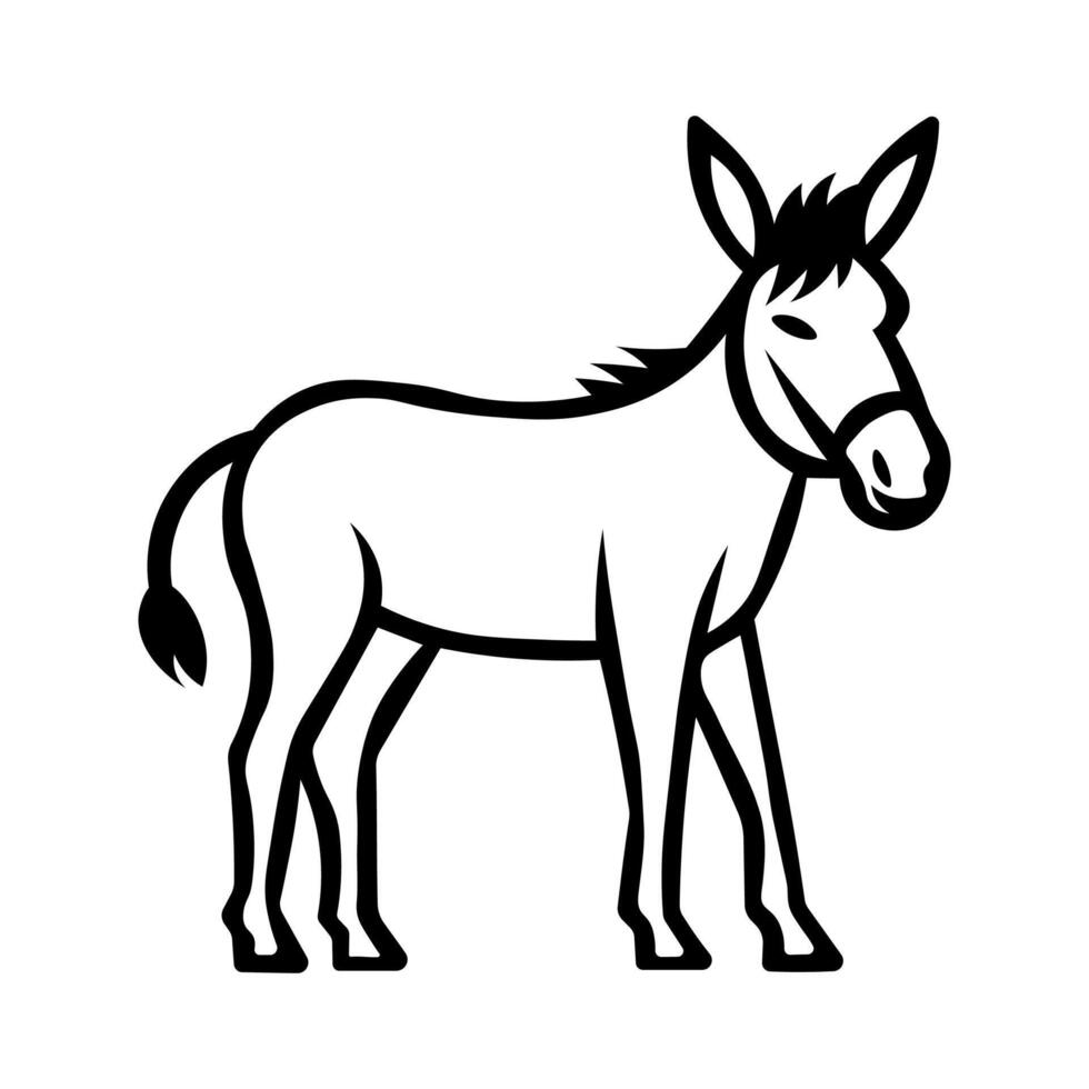 black vector donkey icon isolated on white background