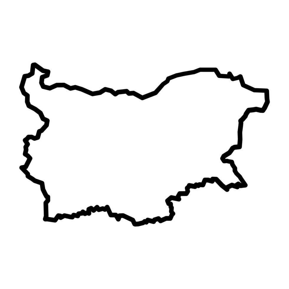 black vector bulgaria outline map isolated on white background