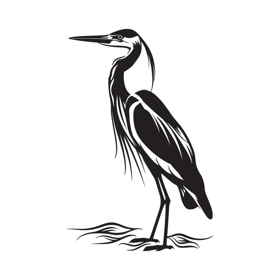 Standing Heron Silhouette Stock Illustrations vector
