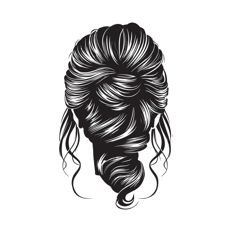 mujer coleta peinado imagen vector, coletas ilustración vector