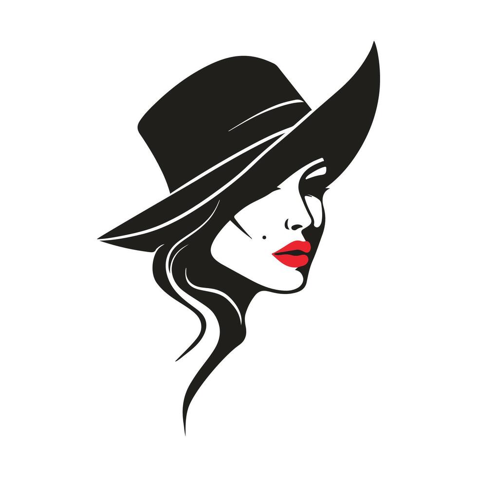 Elegant woman wearing hat vector illustration