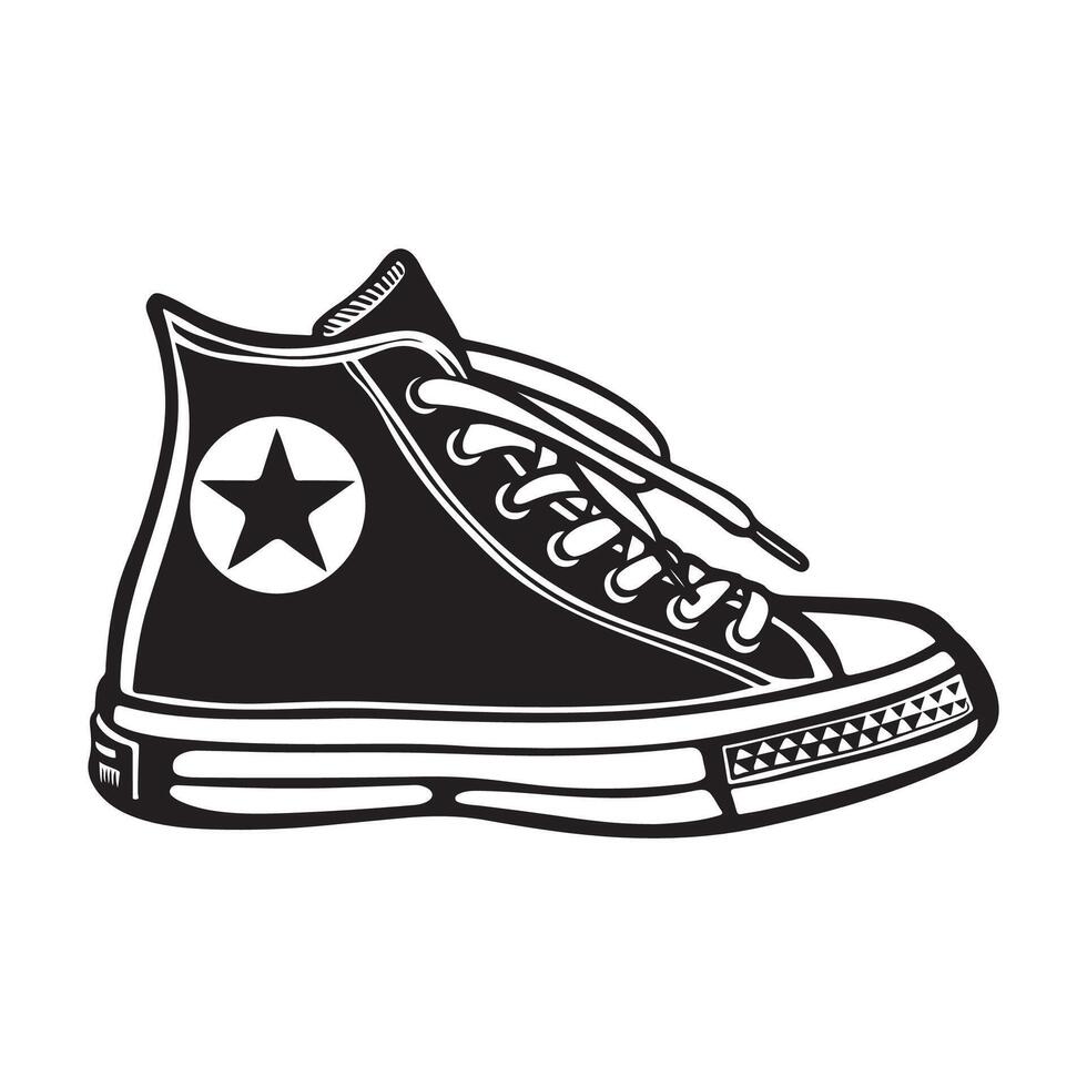 Black and white sneakers, Illustration Of sneakers vector