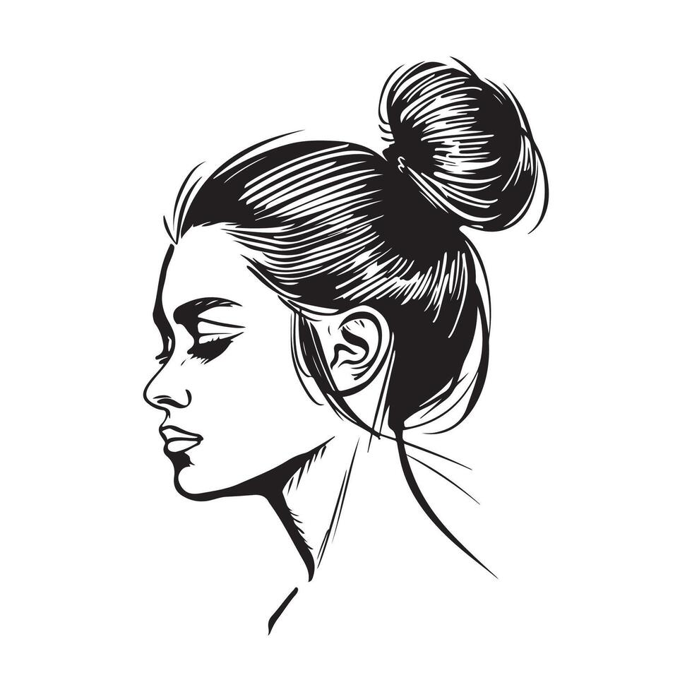 Bun Hairstyle Vector Images, Art, Icons, and Graphics