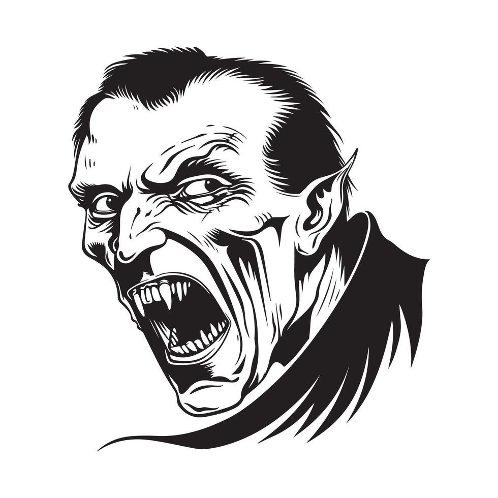 drácula vampiro cabeza vector ilustración aislado en blanco