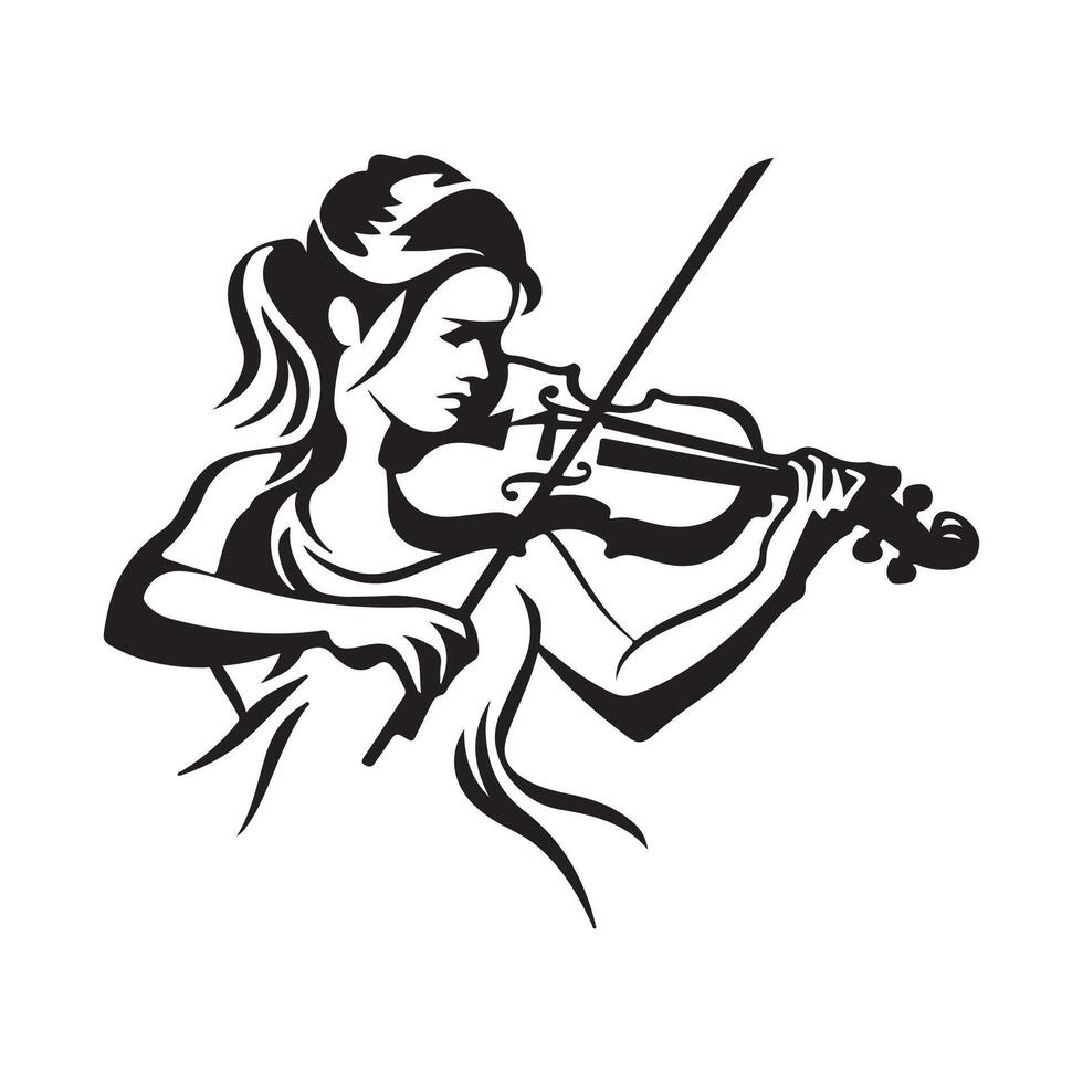 Woman playing violin vector illustration