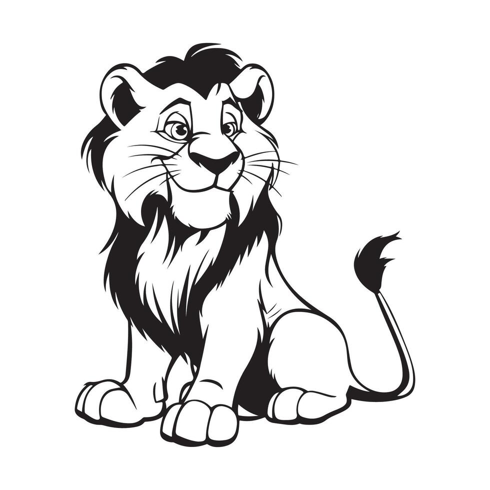 Lion Black Cartoon Vector illustration isolated on white background  - By Hm