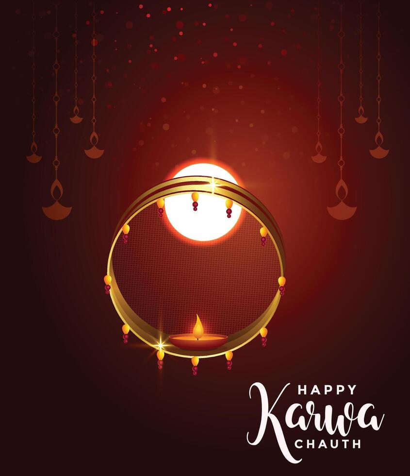 Illustration of greetings for Indian Hindu festival Happy Karwa Chauth vector