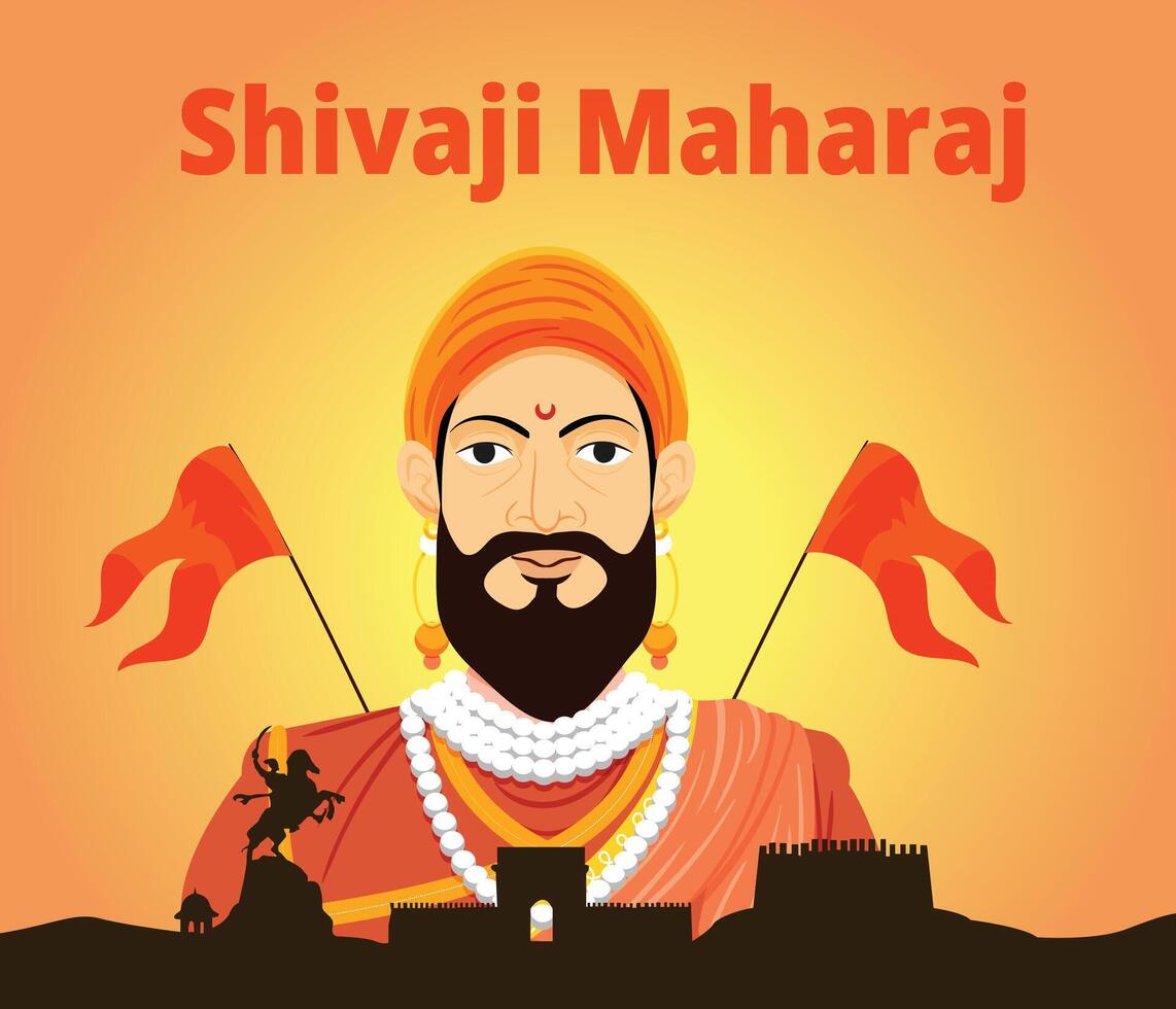 illustration of Chhatrapati Shivaji Maharaj, the great warrior of Maratha from Maharashtra India vector