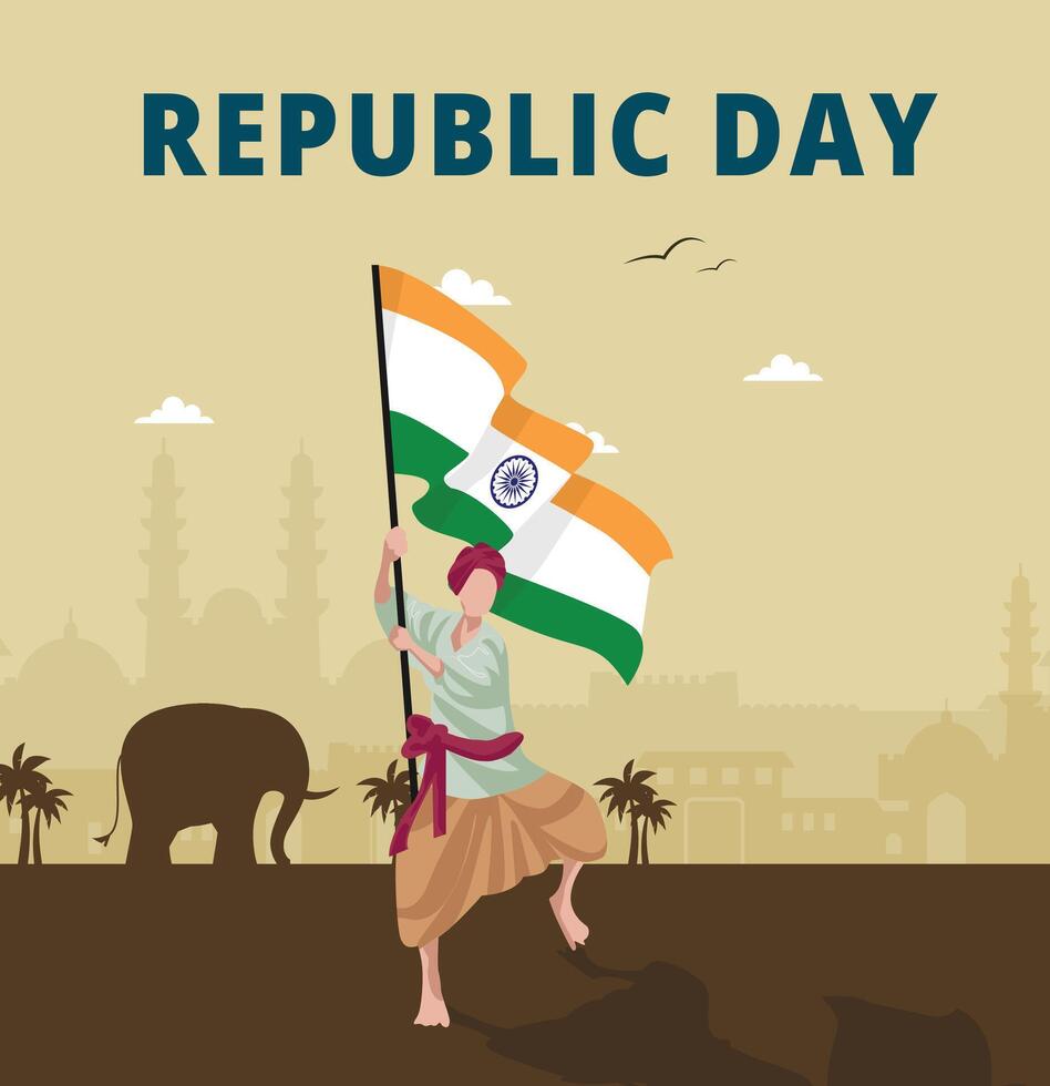 Easy to edit vector illustration of Happy Republic Day of India tricolor background for 26 January