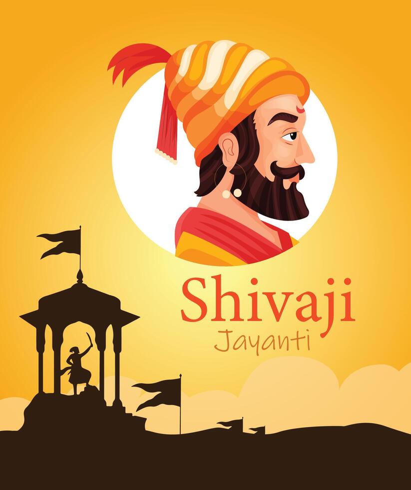 ilustración de chhatrapati shivaji maharaj, el genial guerrero de Maratha desde Maharashtra India vector