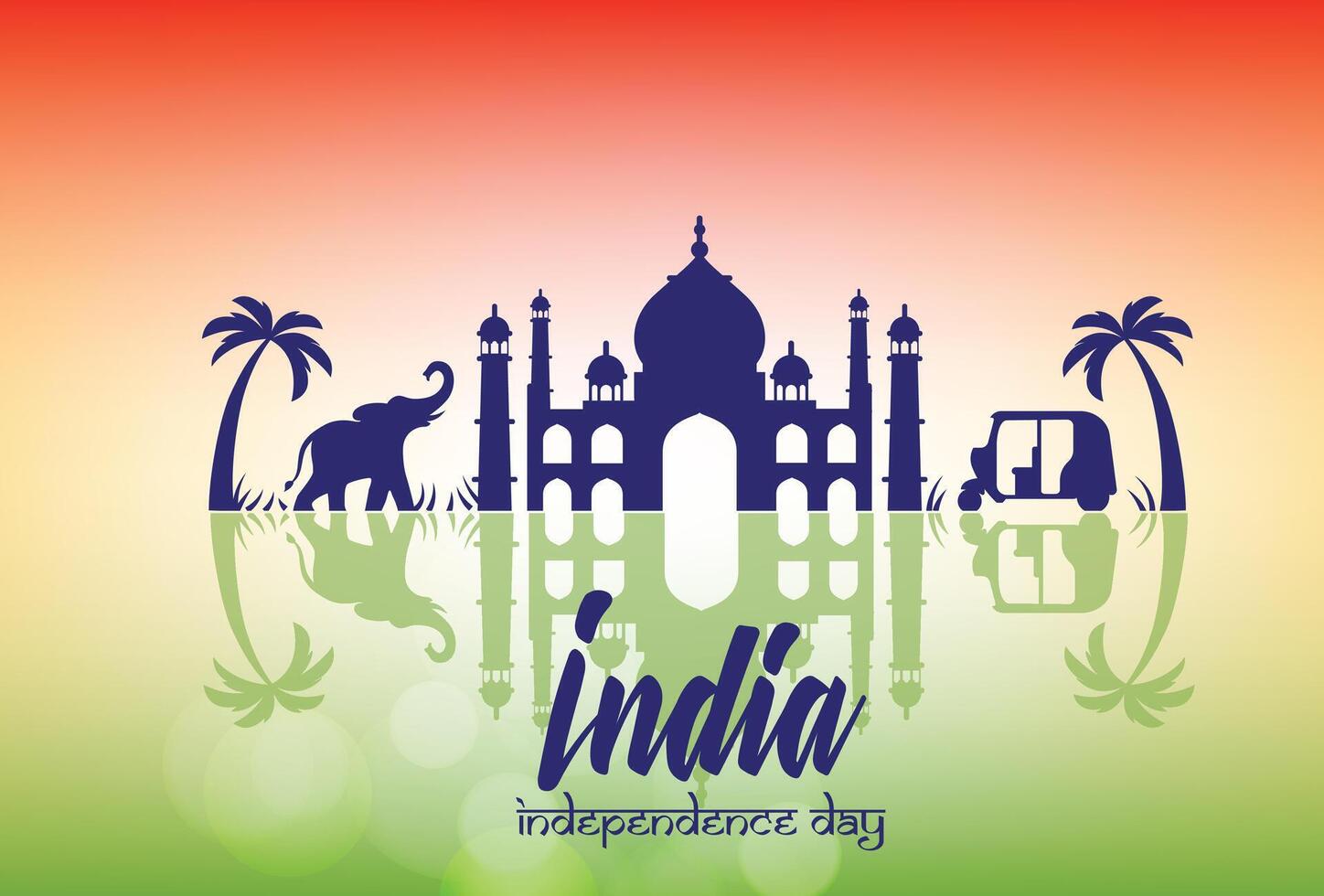 Easy to edit vector illustration of Monument and Landmark of India on Indian Independence Day celebration background
