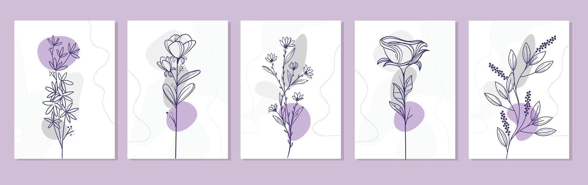 colección de vectores de flores silvestres. hierbas, plantas herbáceas florecientes, flores florecientes, subarbustos aislados en fondo blanco. ilustración vectorial botánica detallada dibujada a mano.