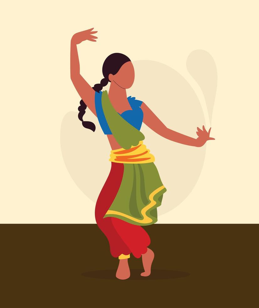 Illustration of Indian classical dancer performing kathak vector