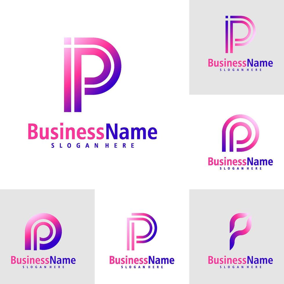 Set of Letter P logo design vector. Creative Initial P logo concepts template vector