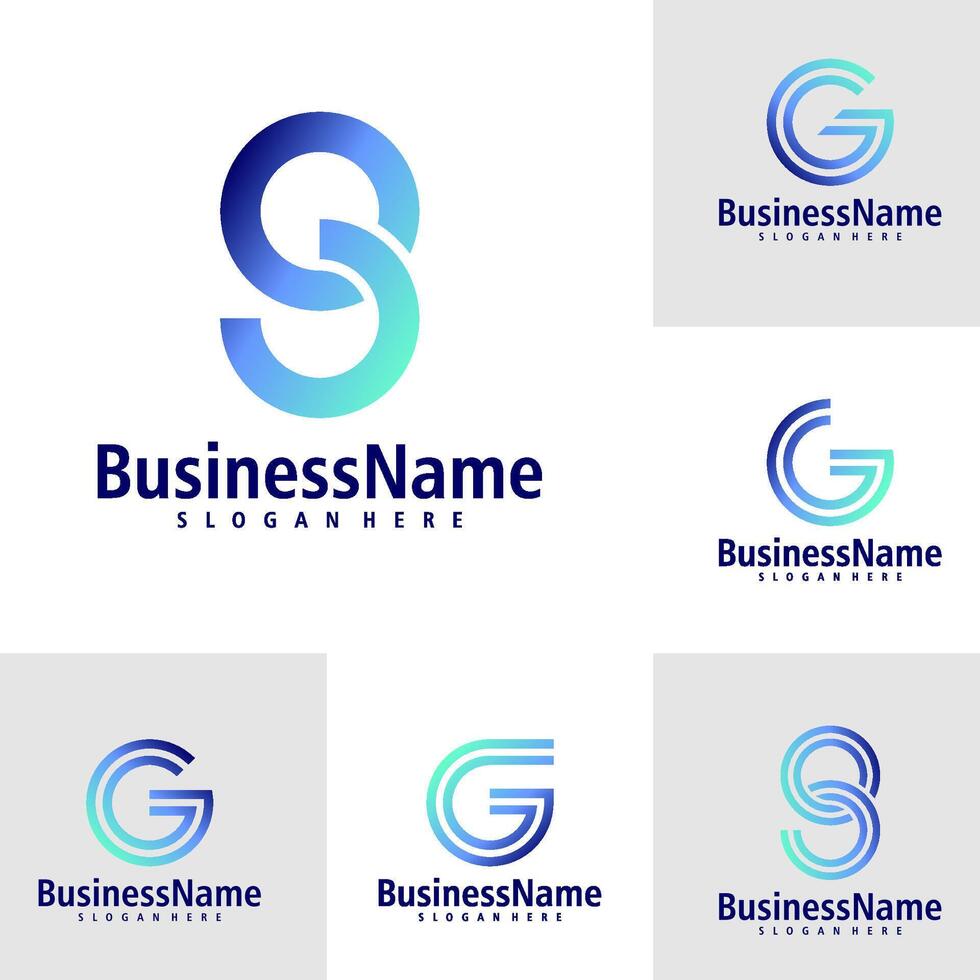 Set of Letter G logo design vector. Creative Initial G logo concepts template vector