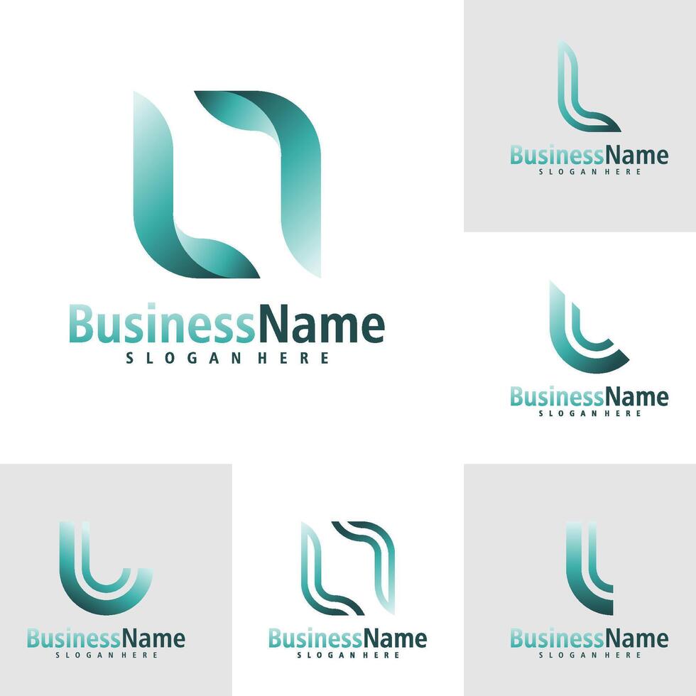 Set of Letter L logo design vector. Creative Initial L logo concepts template vector