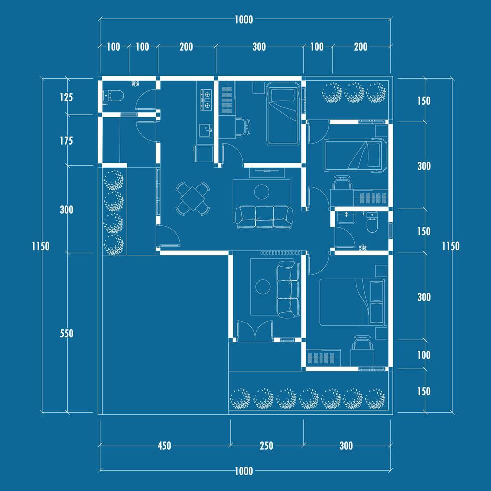 piso plan Plano, figura de el apunte bosquejo de el construcción y el industrial esqueleto de el estructura y dimensiones. vector eps 10