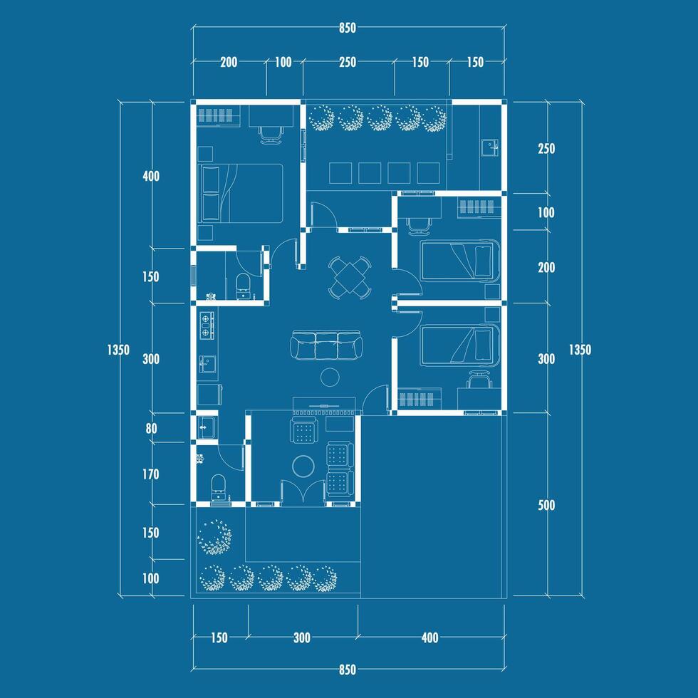 Floor plan blueprint, Figure of the jotting sketch of the construction and the industrial skeleton of the structure and dimensions. vector eps 10