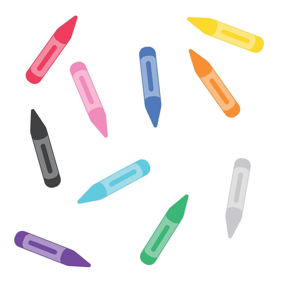 colorful crayons scattered vector