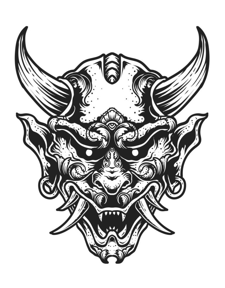 Isolated vector hannya mask, Traditional japanese demon mask.