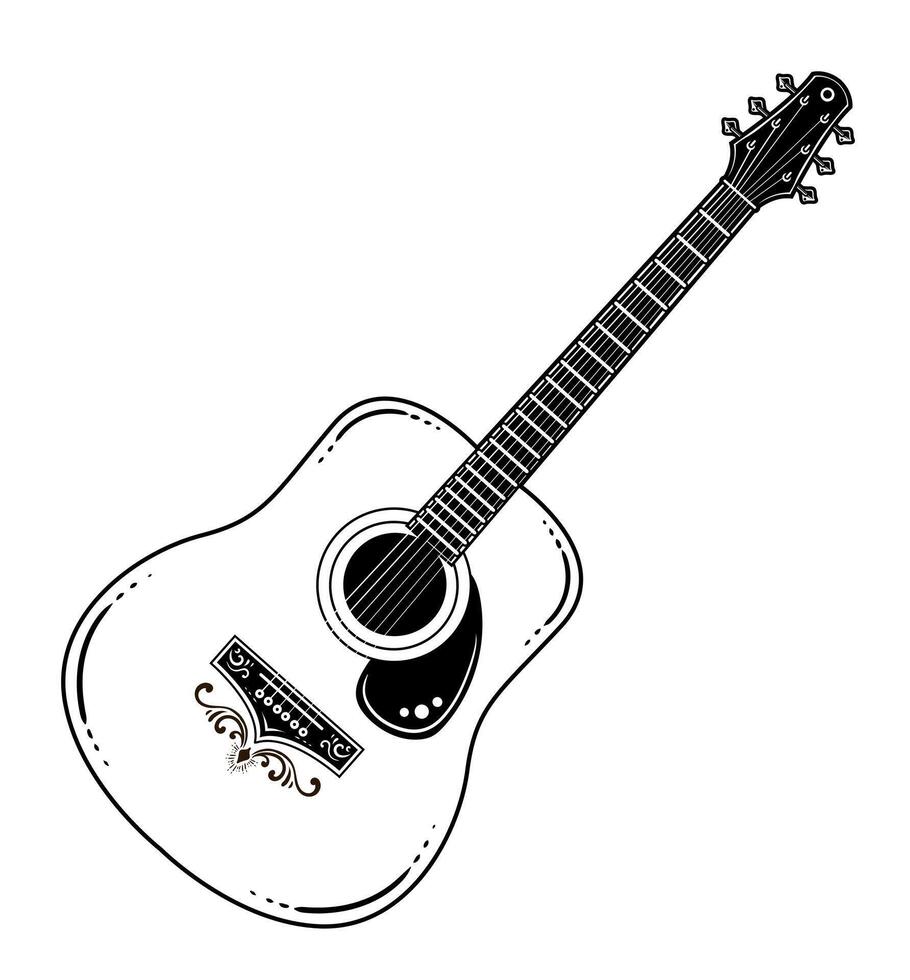 ilustración de clásico acústico guitarra. aislado guitarra. musical cuerda instrumento. vector